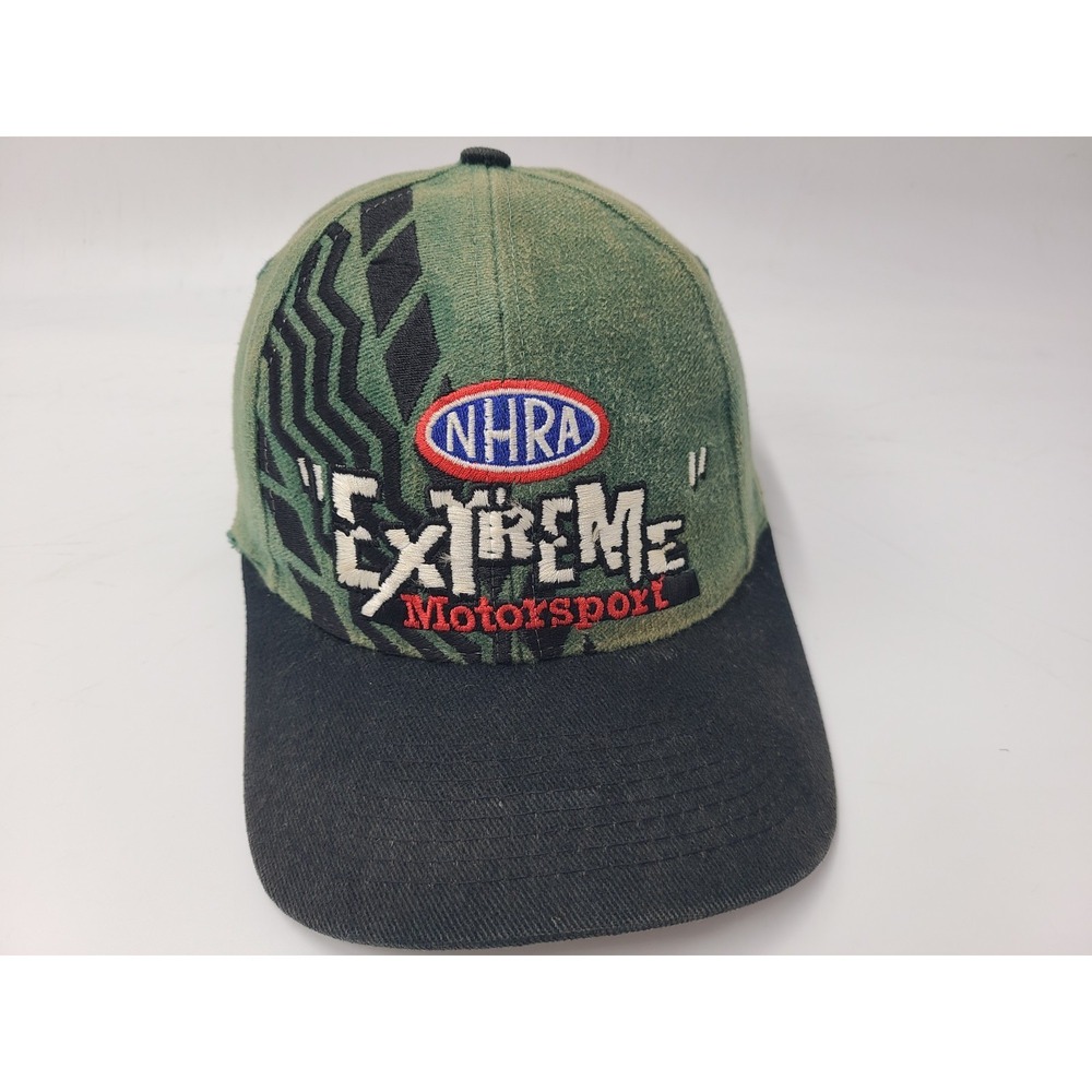 Vintage NHRA Extreme Motorsport Distressed Snapback Hat Cap Drag‎ Racing Green